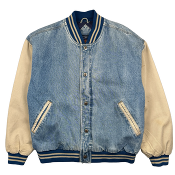 Vintage Route 66 Denim Varsity Jacket