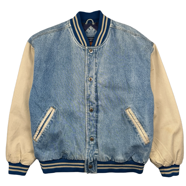 Vintage Route 66 Denim Varsity Jacket