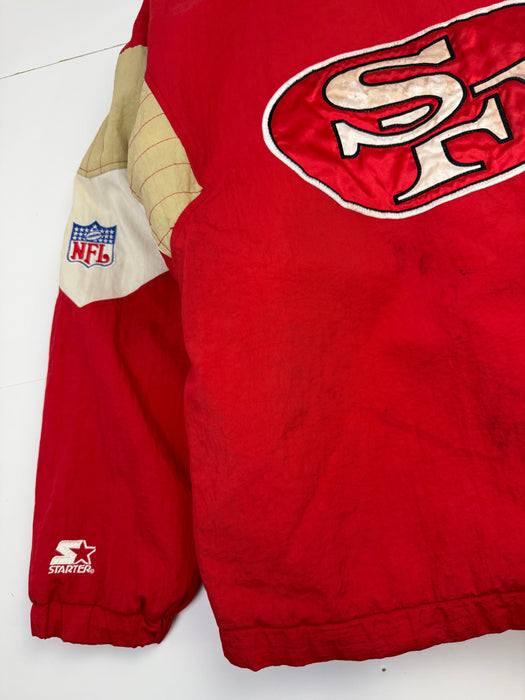 Vintage 90's San Francisco 49ers Hooded Starter Jacket Red | Vitnage Clothing Store Canada
