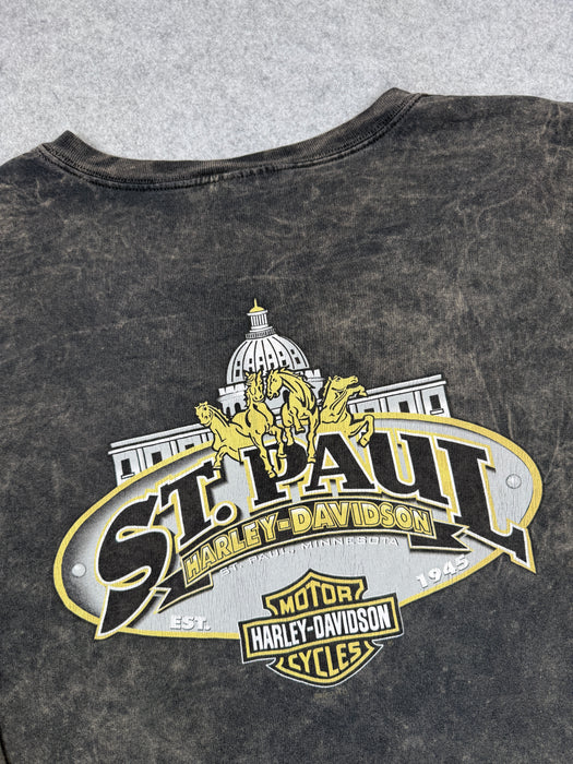 Vintage Harley Davidson St Paul Acid Wash L/S Tee | Vitnage Clothing Store Canada