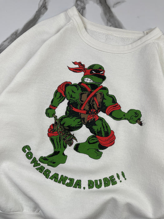 Vintage 90s Ninja Turtles Cowaganja Sweatshirt White | Vitnage Clothing Store Canada