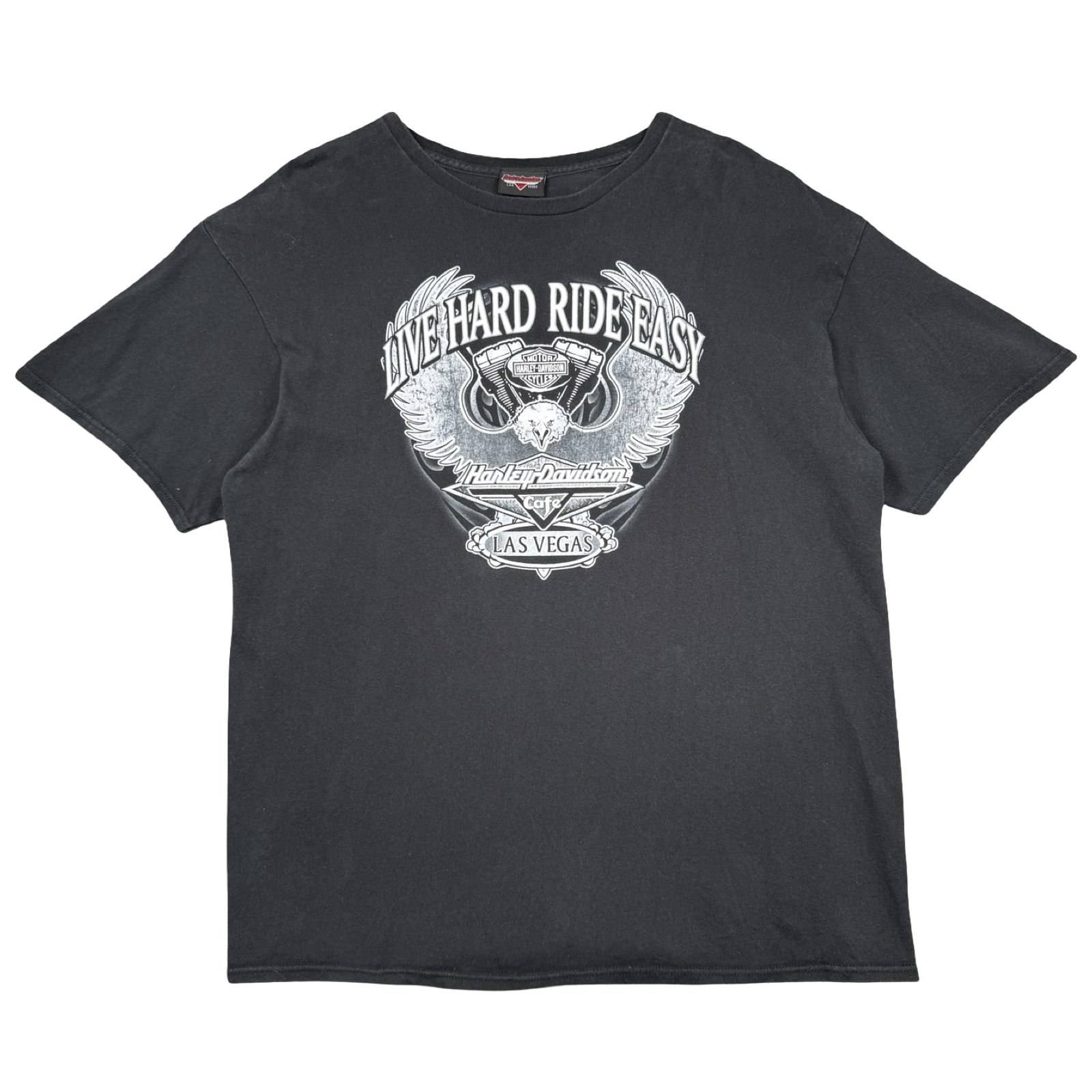 Vintage Harley Davidson Live Hard Ride Easy Tee Black
