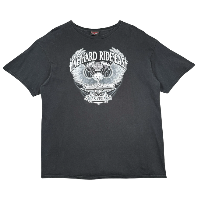Vintage Harley Davidson Live Hard Ride Easy Tee Black