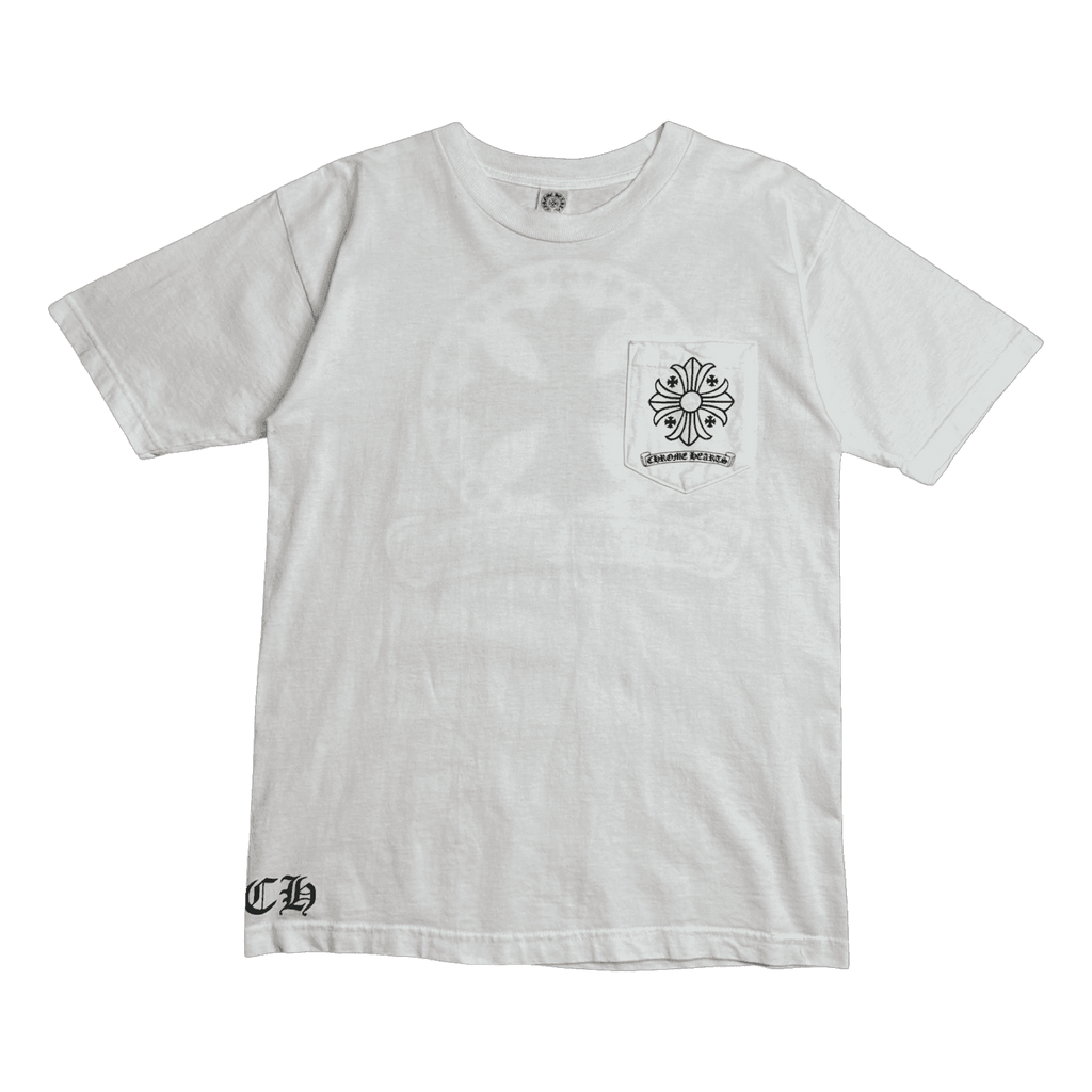 Vintage Chrome Hearts Cross Stamp Pocket Tee White