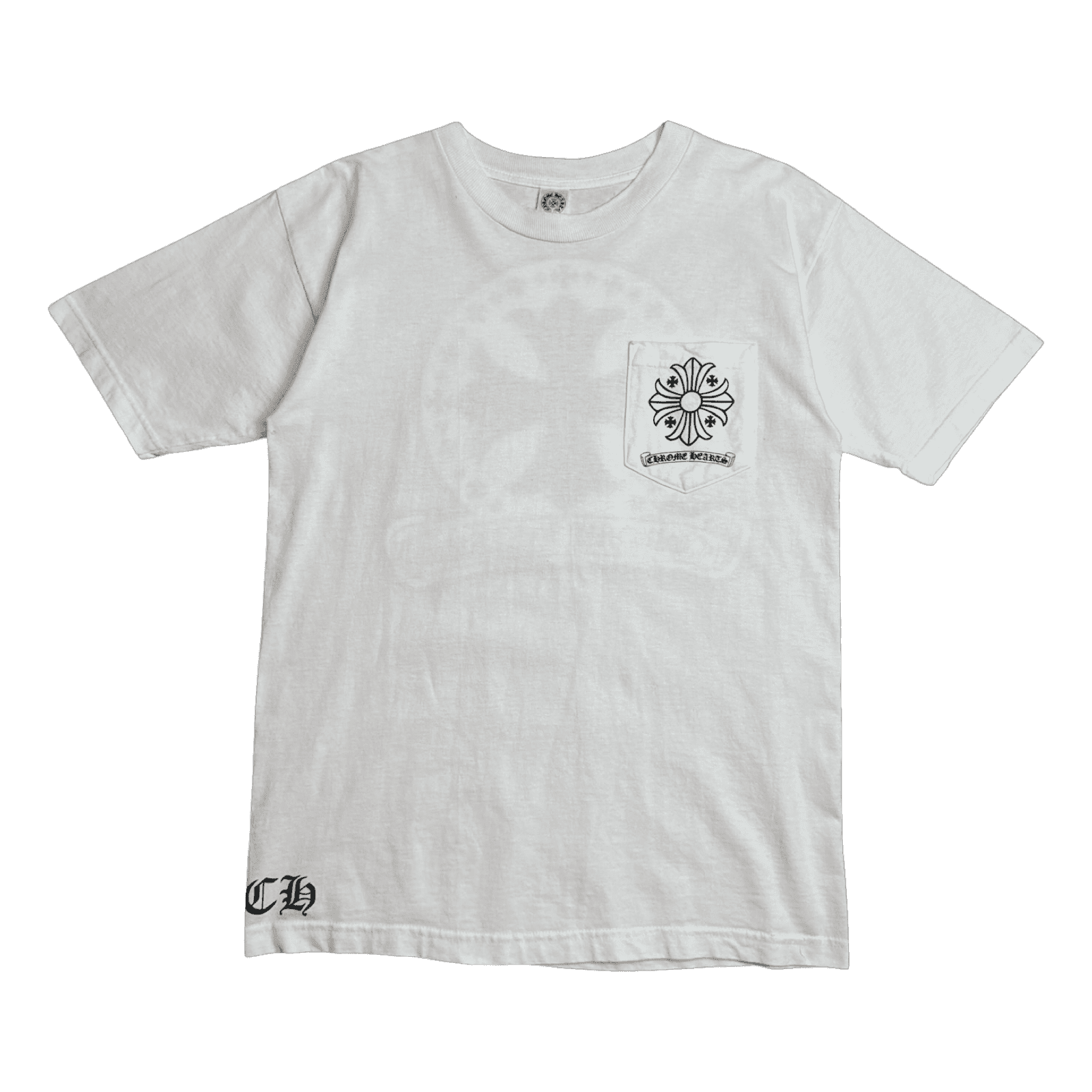 Vintage Chrome Hearts Cross Stamp Pocket Tee White