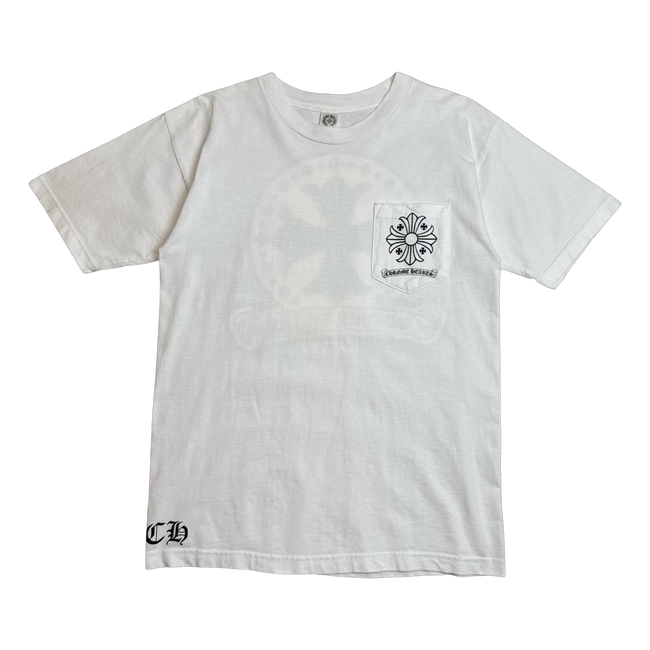 Vintage Chrome Hearts Cross Stamp Pocket Tee White
