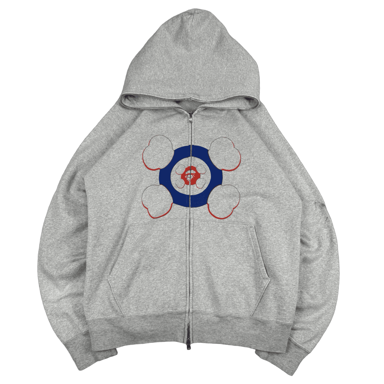BAPE x Kaws Target Logo Full Zip Up Hoodie Grey (USED)