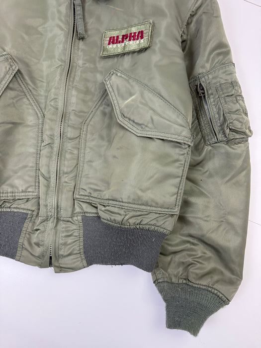 Vintage Alpha Industries CWU 45/P Flight Bomber Jacket Green | Vitnage Clothing Store Canada