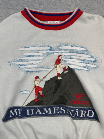 Vintage 1980s Adidas Mt. Hämnesnärd Patrol Sweatshirt White