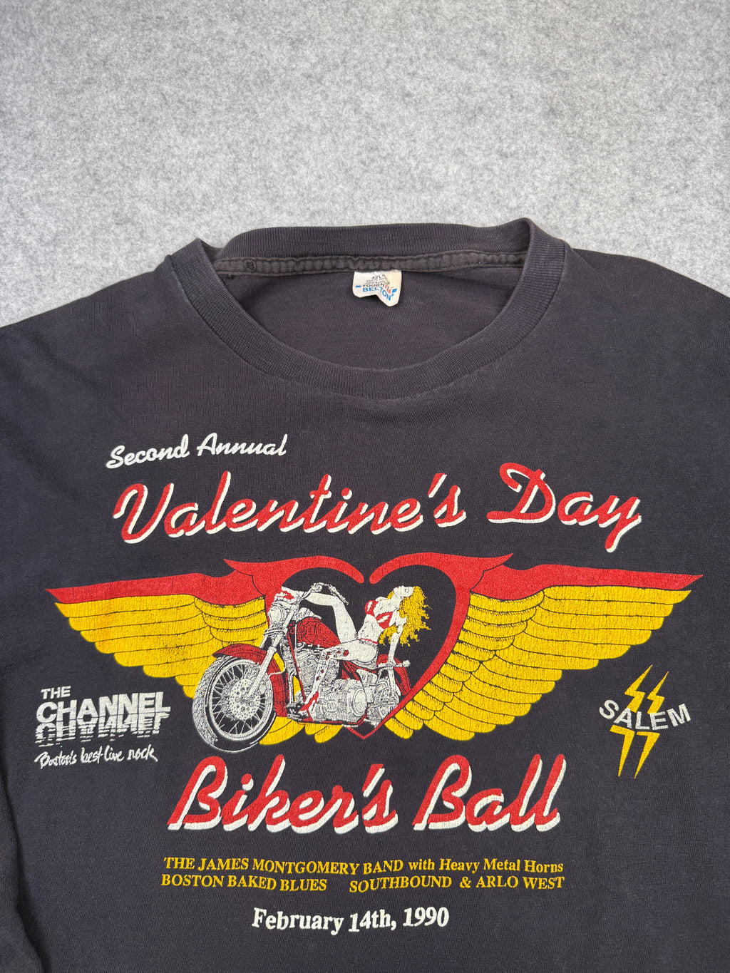 Vintage Biker Flame Sleeve Valentines Day L/S Tee Black
