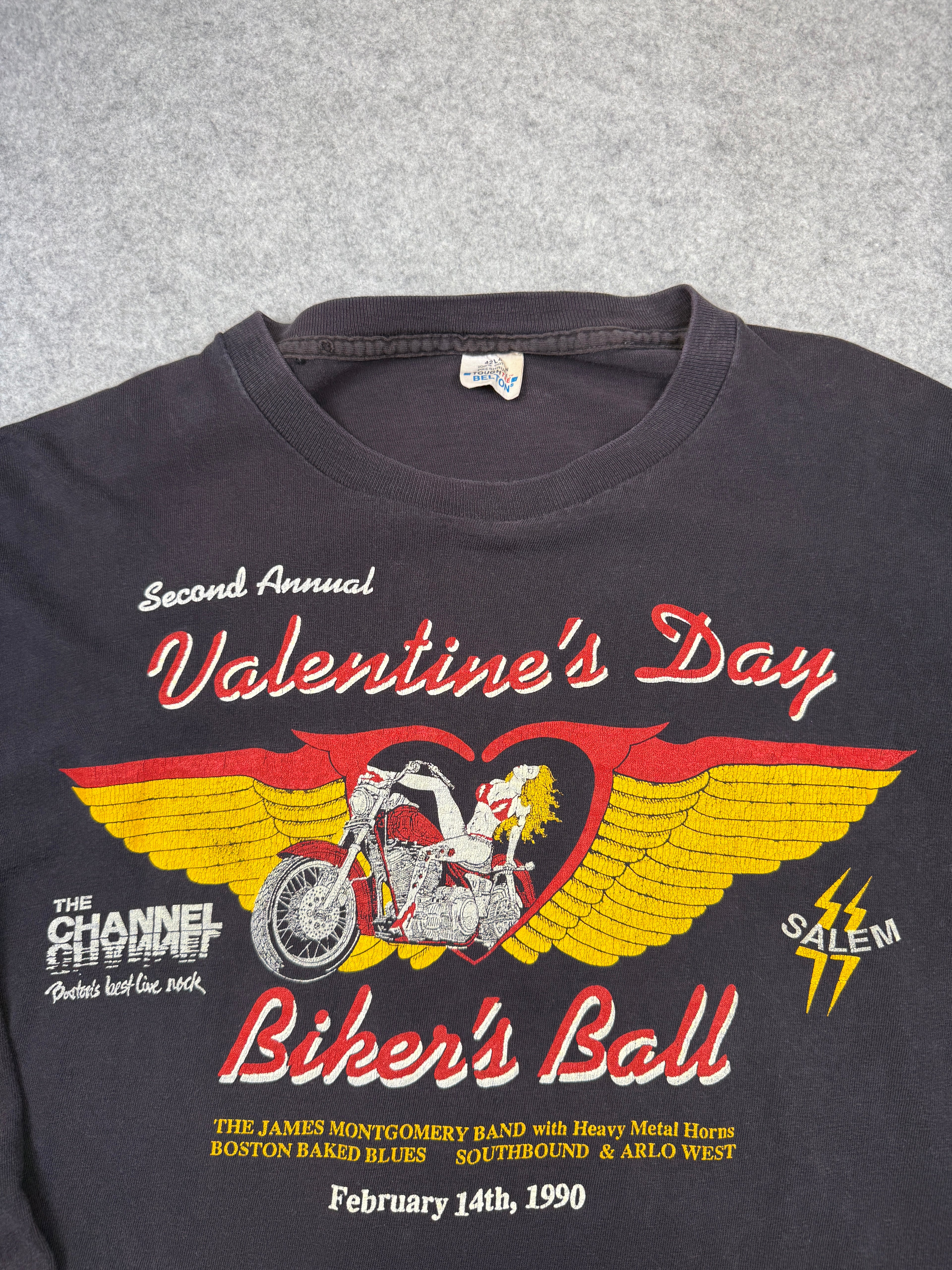 Vintage Biker Flame Sleeve Valentines Day L/S Tee Black