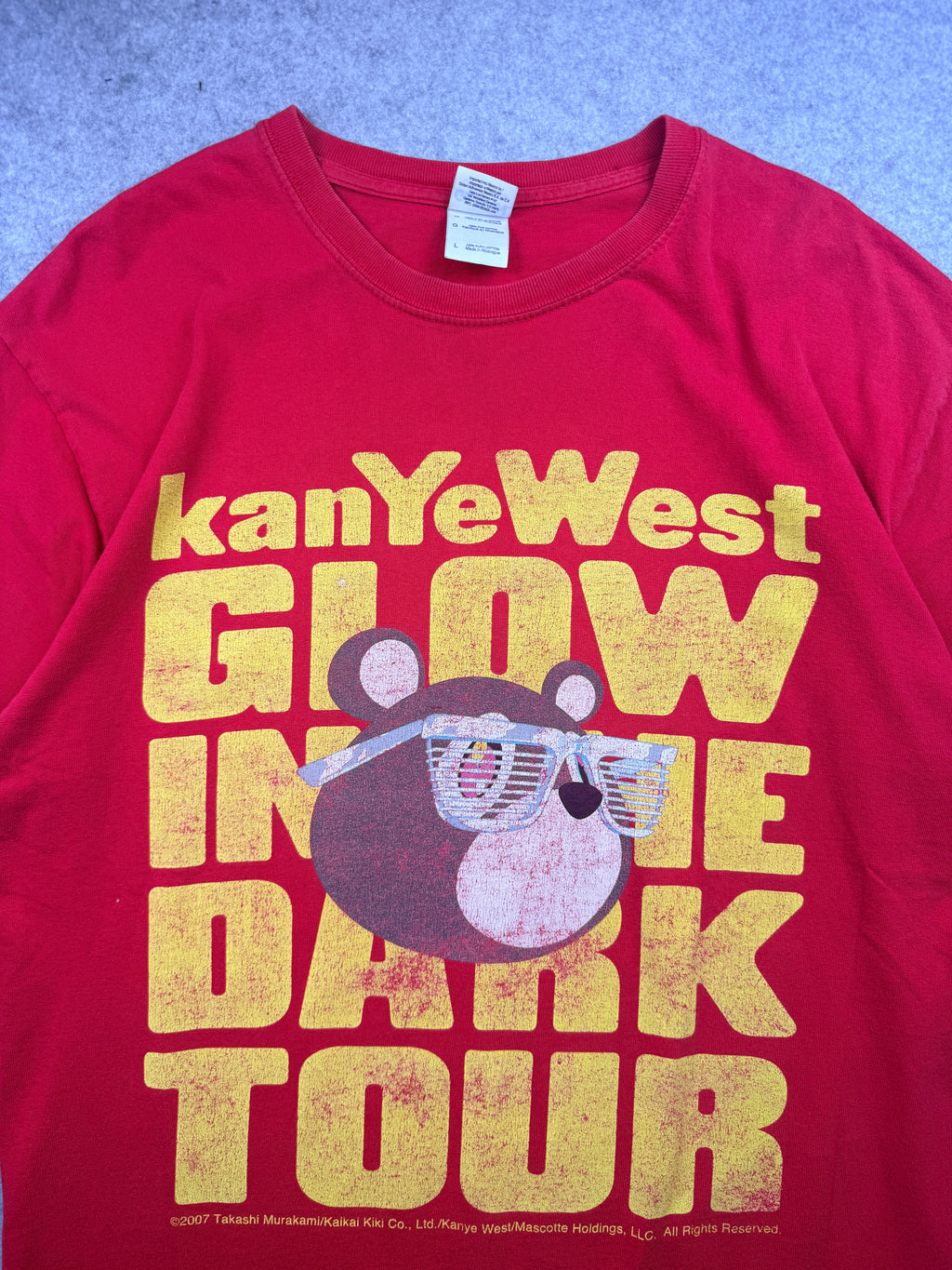 Vintage 2000’s Kanye West Glow In The Dark Tour Tee Red