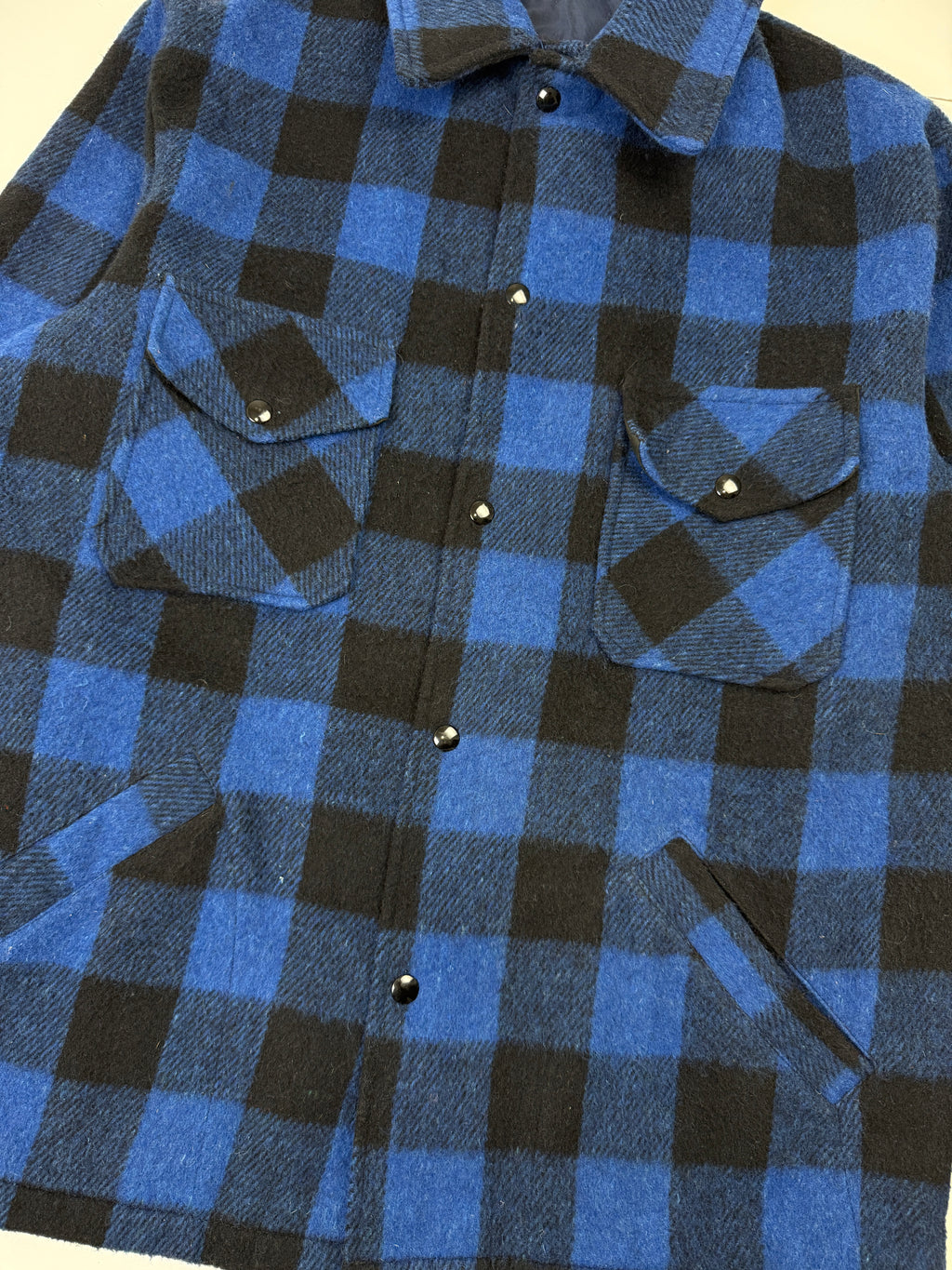 Vintage Golden Bay Wool Plaid Button Up Shirt Blue