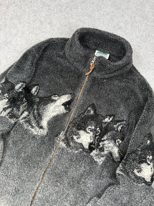 Vintage Northern Elements Wolf Fleece Jacket | Vitnage Clothing Store Canada