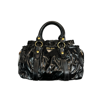 Miu Miu Patent Leather Top Handle Bag Black