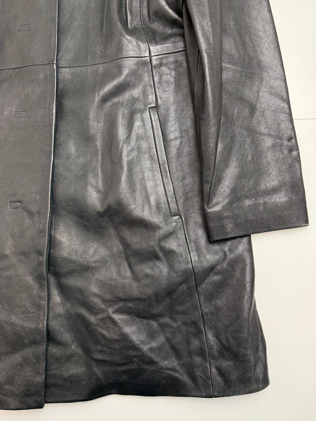 Vintage Balenciaga Paris Leather Trench Coat Black