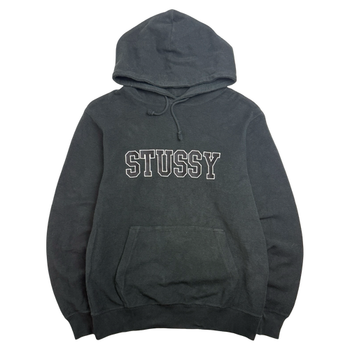Stussy Felt Applique Hoodie Black (USED) | Vintage Clothing Store Canada