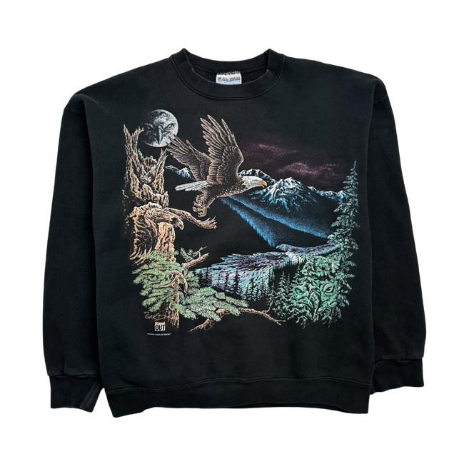 (L) Vintage '95 Natures Eagle Sweatshirt Black