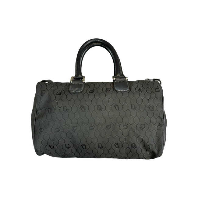 Christian Dior Canvas Vintage Honeycomb Jacquard Bag Gray