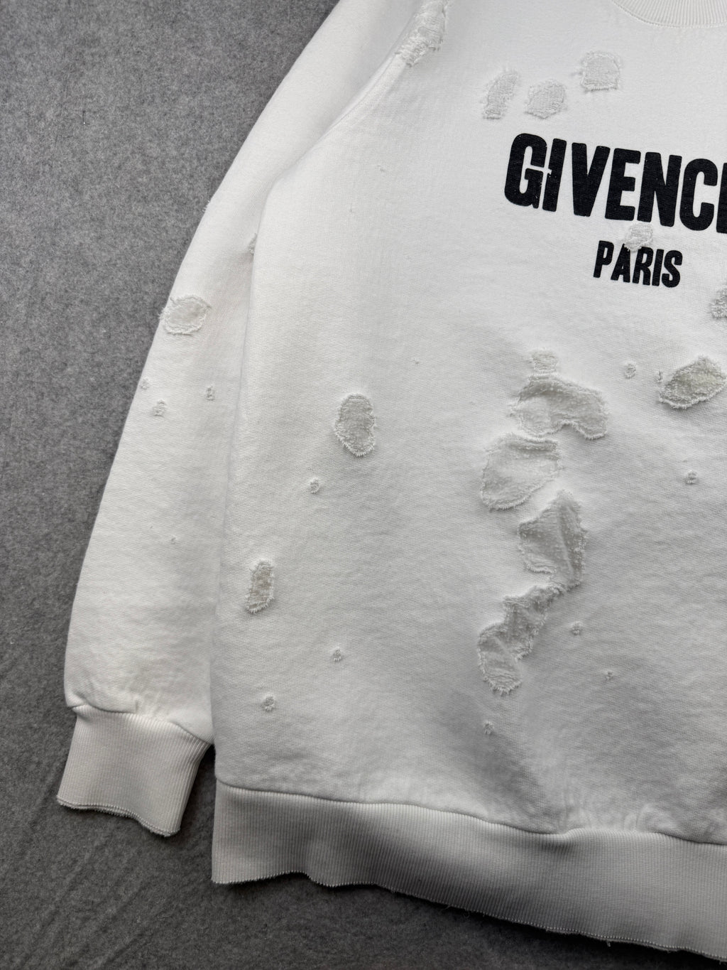Givenchy Paris Destroyed Sweatshirt White