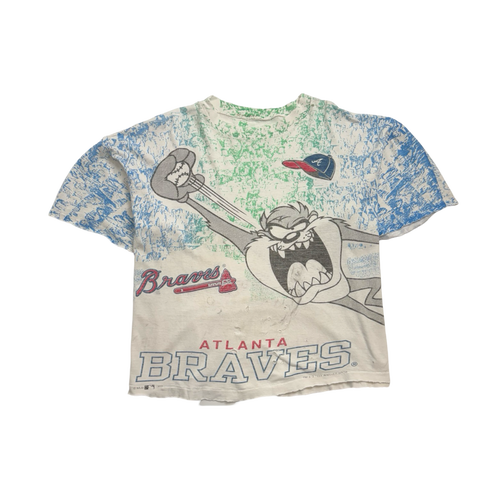 (M) Vintage '93 AOP Atlanta Braves Cropped Tee White | Vintage Clothing Store Canada