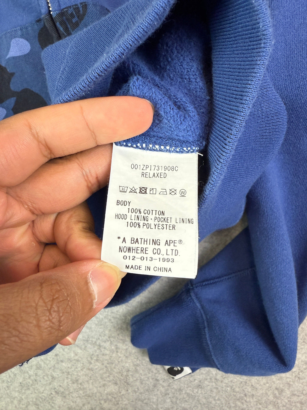 BAPE x Undefeated Camo Relaxed Zip Hoodie Navy (USED)