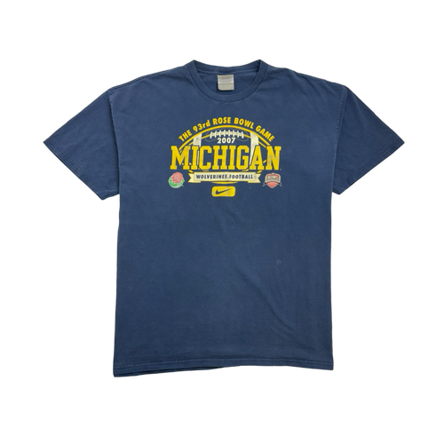 Vintage 2000s Nike Michigan Wolverine Football Tee Navy | Vintage Clothing Store Canada