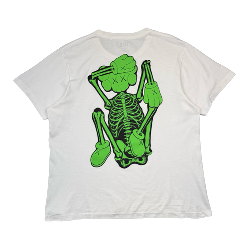 KAWS x Uniqlo Green Skeleton Tee White (USED) | Vintage Clothing Store Canada