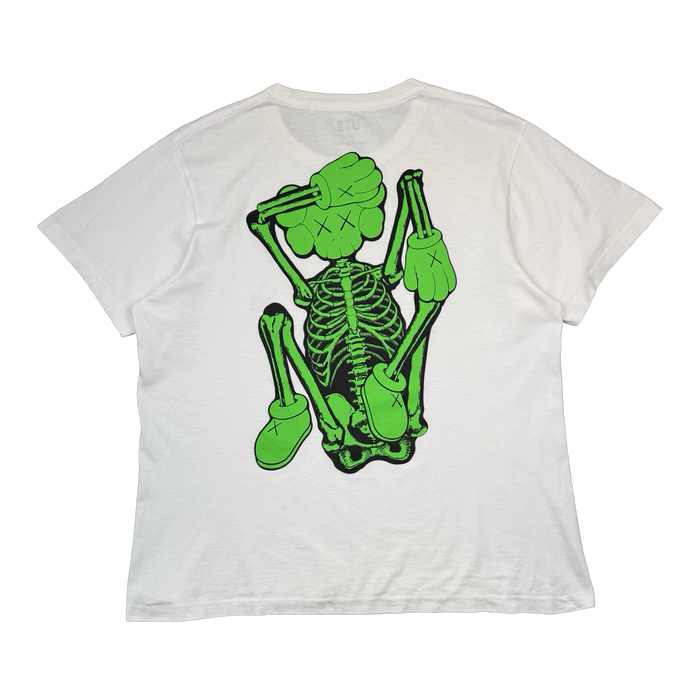 KAWS x Uniqlo Green Skeleton Tee White (USED) | Vitnage Clothing Store Canada