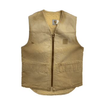Vintage Sherpa lined Zip-Up Vest Beige