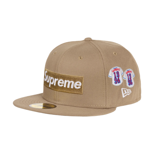 Supreme Jerseys Box Logo New Era Fitted Hat Khaki | Vintage Clothing Store Canada