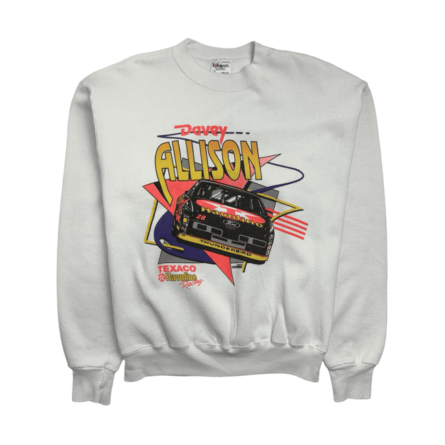 (M) Vintage 90s Davey Allison Nascar Sweatshirt White