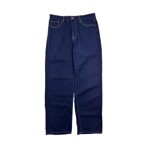 Noah Contrast Stitch Pants Navy Blue (USED) | Vintage Clothing Store Canada