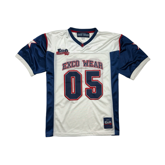 (L) Vintage 2000s Exco Wear Football Jersey White/Navy