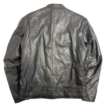 Vintage Golden Crown Leather Jacket Black