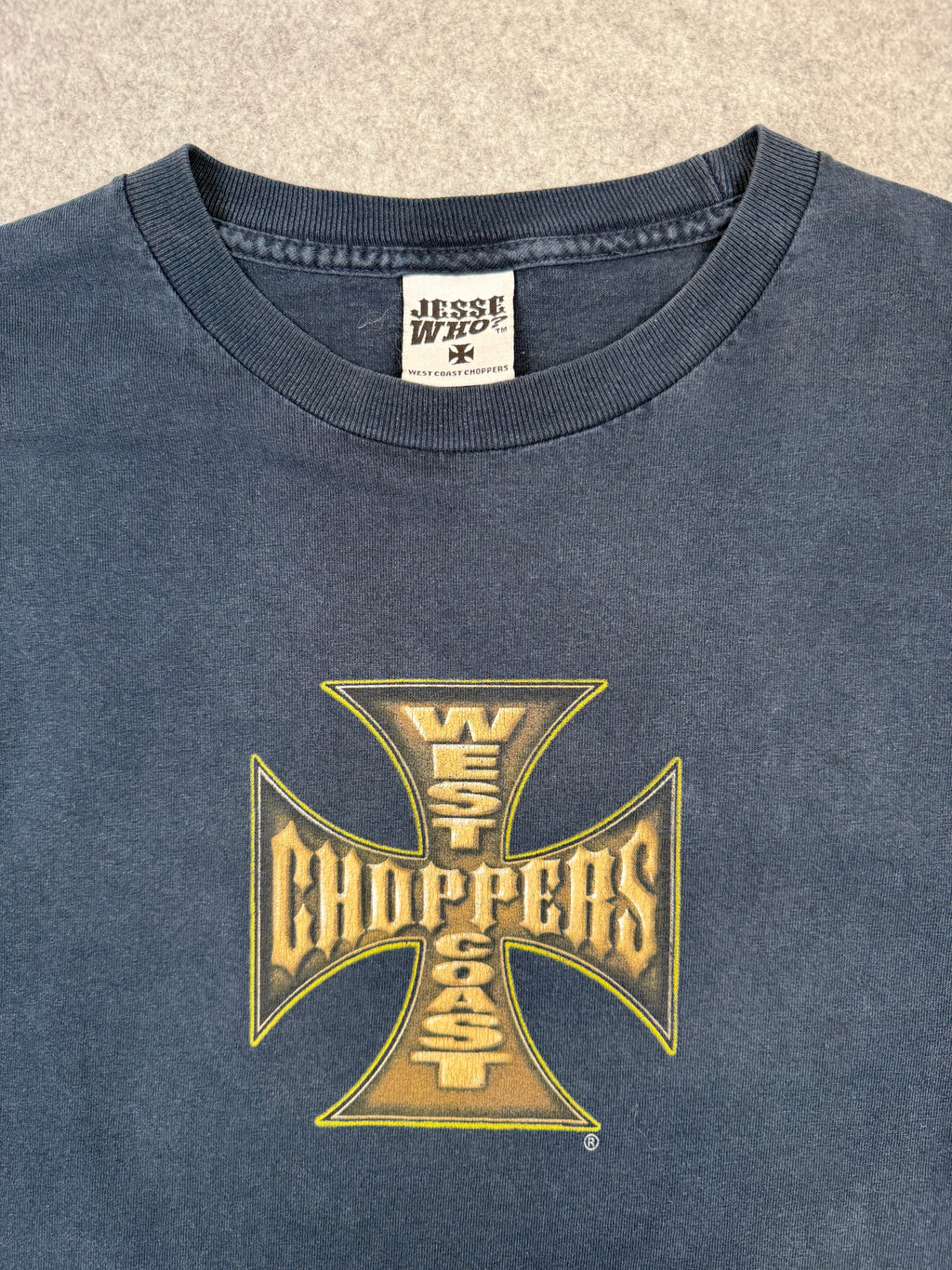 Vintage West Coast Choppers Bike Cross Sleeve L/S Tee Navy