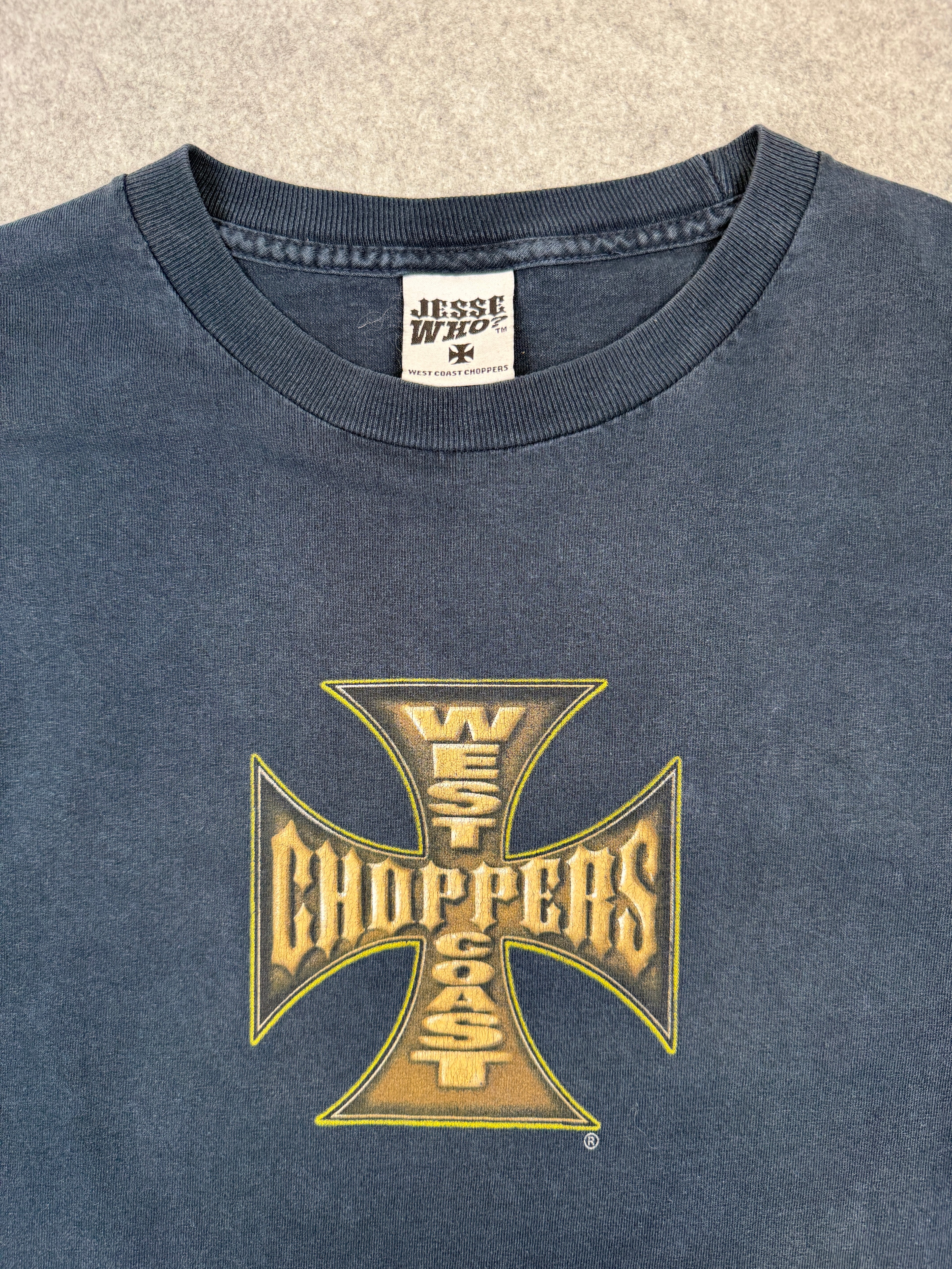 Vintage West Coast Choppers Bike Cross Sleeve L/S Tee Navy