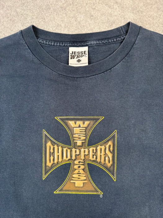 Vintage West Coast Choppers Bike Cross Sleeve L/S Tee Navy | Vitnage Clothing Store Canada