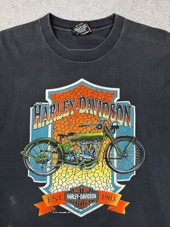 Vintage Harley Davidson Stained Glass Tee Black