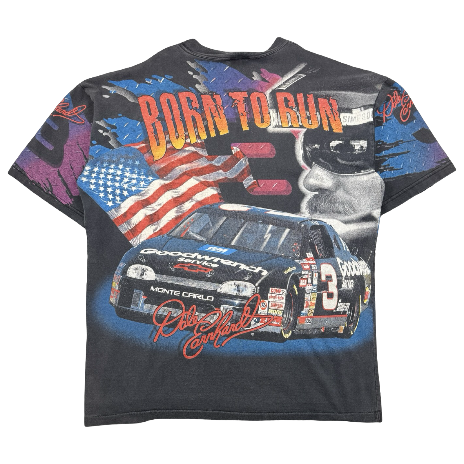 Vintage 90's Nascar Dale Earnhardt AOP Faded Tee Black