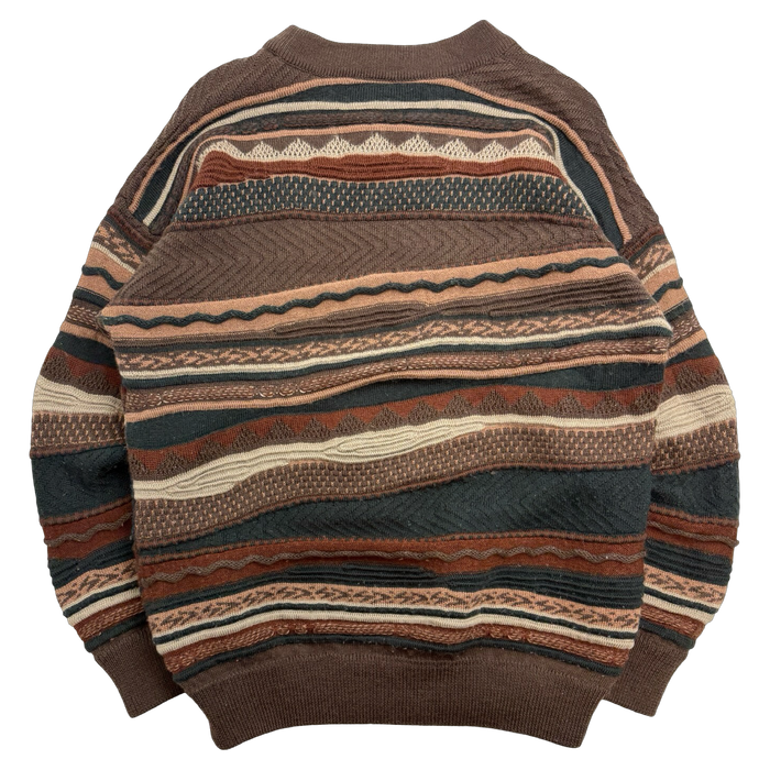 Vintage Toorallie Pattern Wool 3D Knit Brown | Vitnage Clothing Store Canada