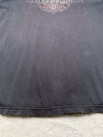 Vintage Harley Davidson Ribcage Flame Tee Black