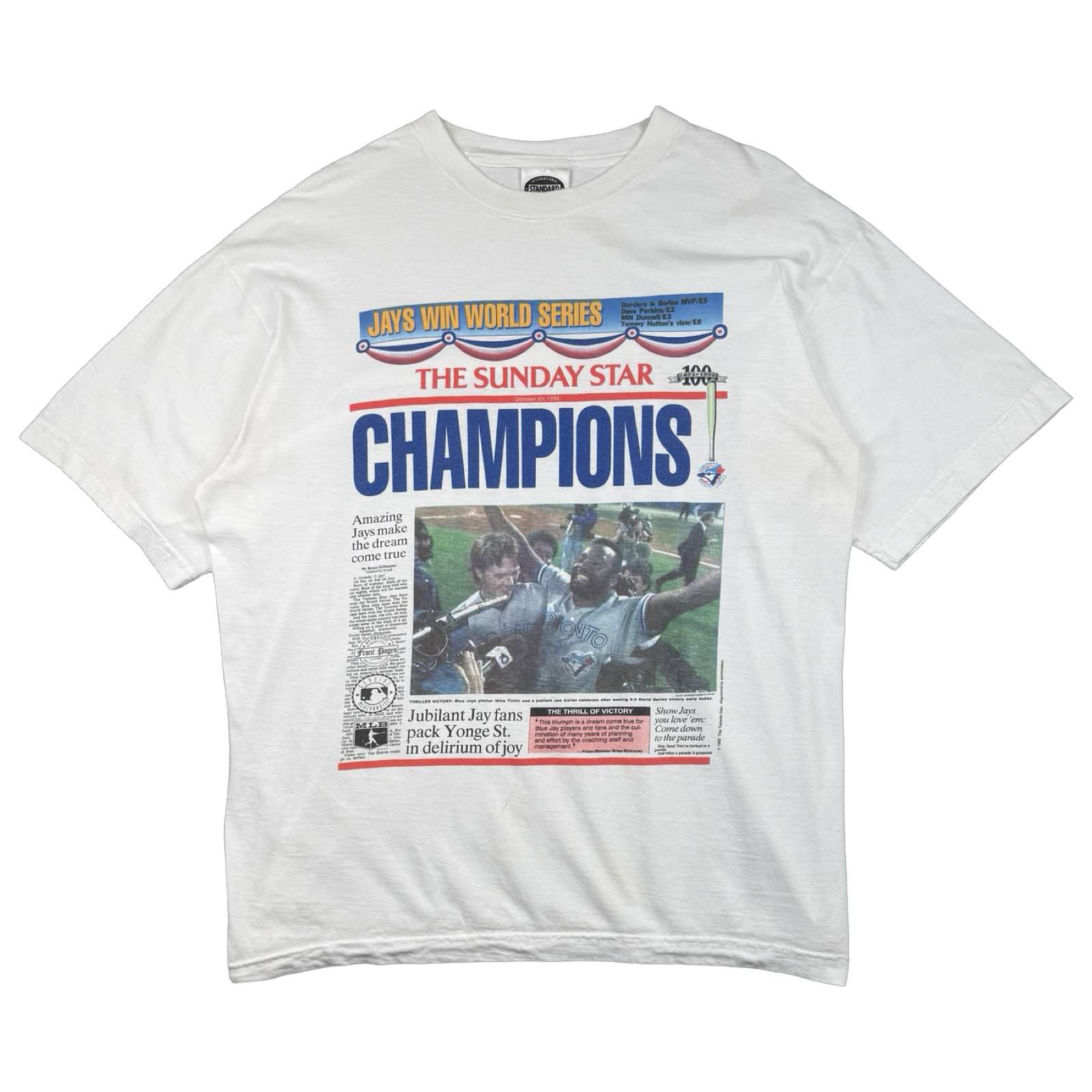 Vintage Toronto Blue Jays Sunday Star Magazine Champions Tee White