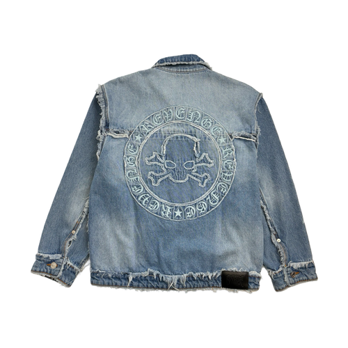 Revenge Frayed Skull Patch Denim Jacket | Vintage Clothing Store Canada