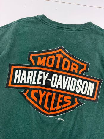 Vintage 1990s Harley Davidson Electra Glide Tee Green