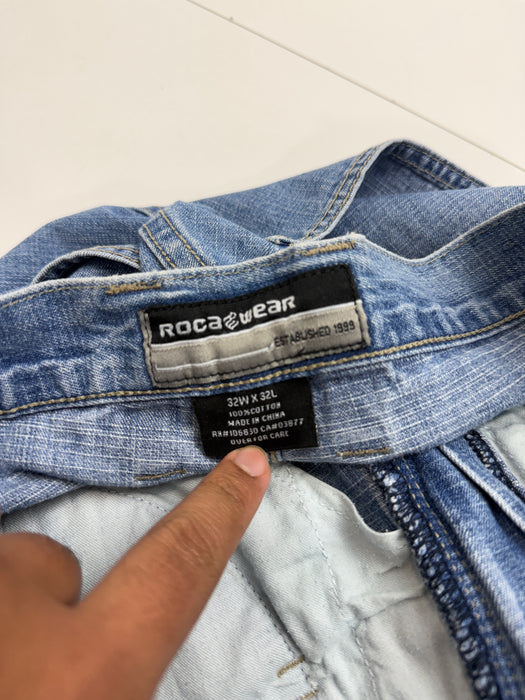 Rocawear Embroidered Logo Blue Denim Pants | Vitnage Clothing Store Canada