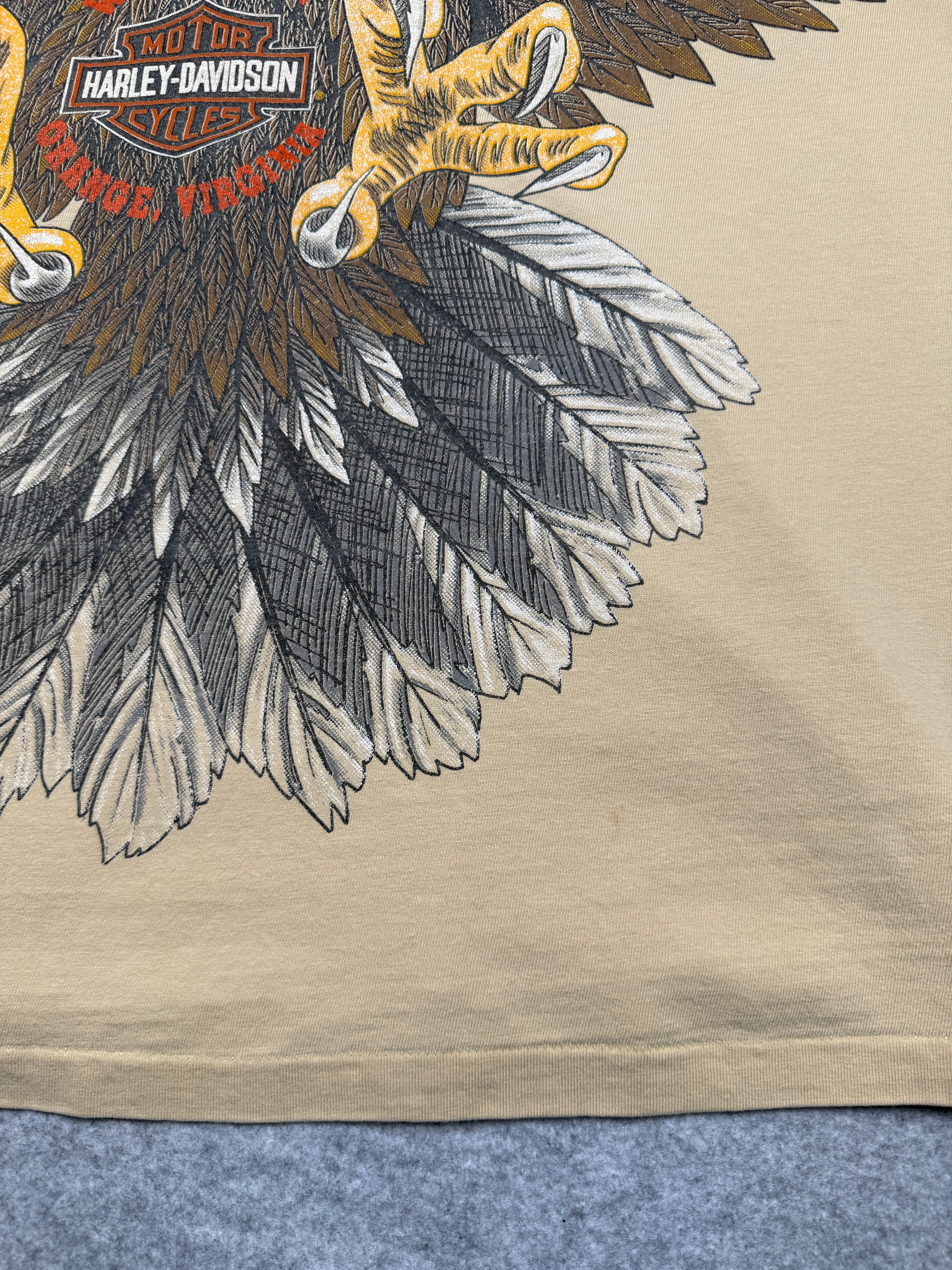 Vintage Harley Davidson Swooping Eagle Tee Beige