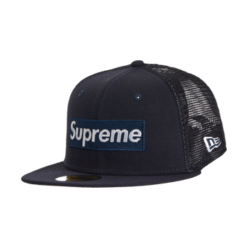 Supreme Box Logo Mesh Black New Era Hat Navy (SS23)