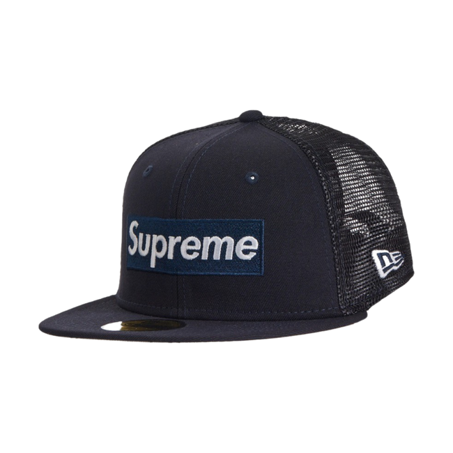 Supreme Box Logo Mesh Black New Era Hat Navy (SS23)