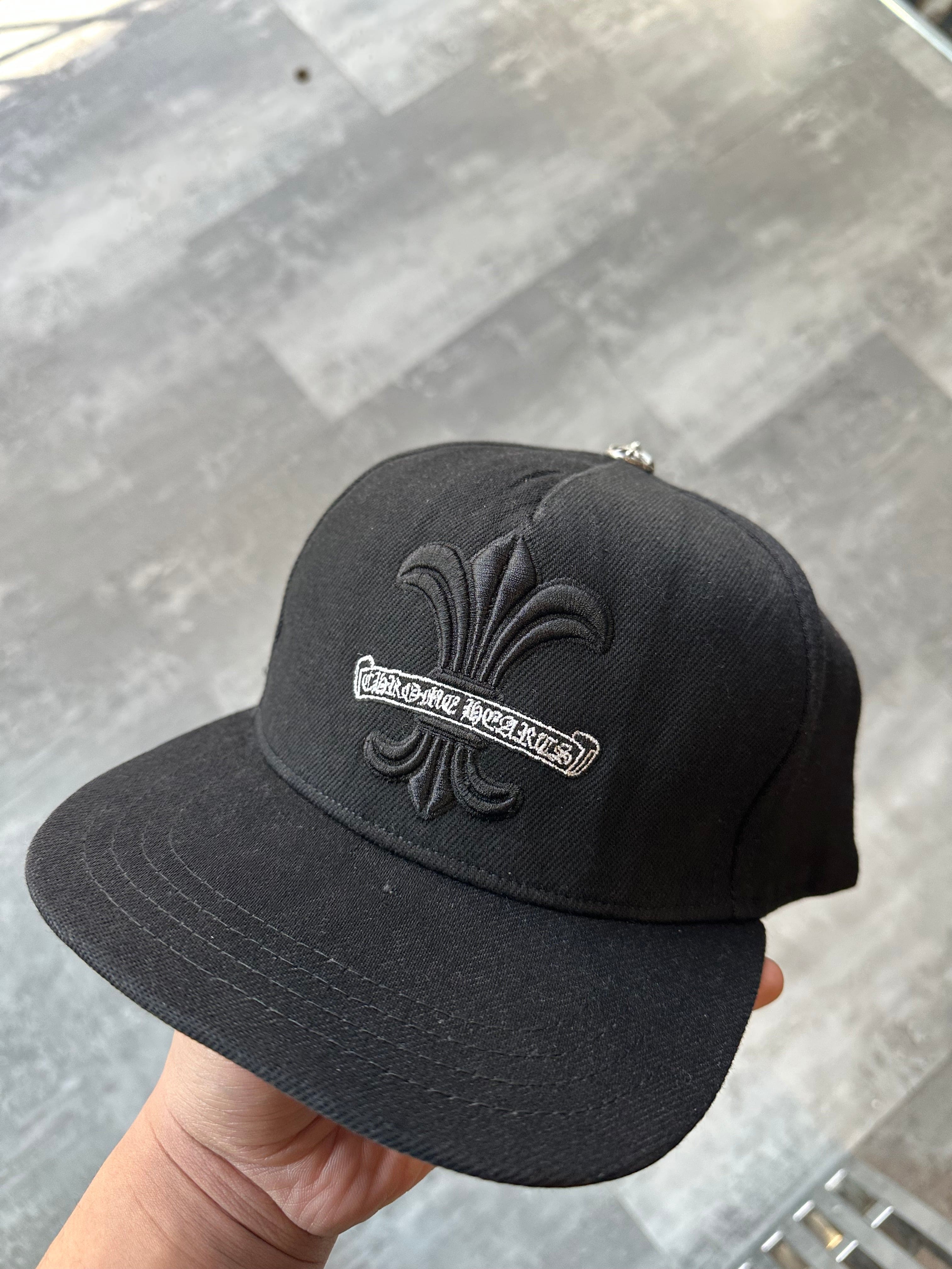 Chrome Hearts Fleur Scroll Logo Snapback Hat Black